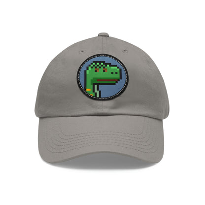 Dinosaur Dino Pixel Dad Hat with Leather Patch (Round)