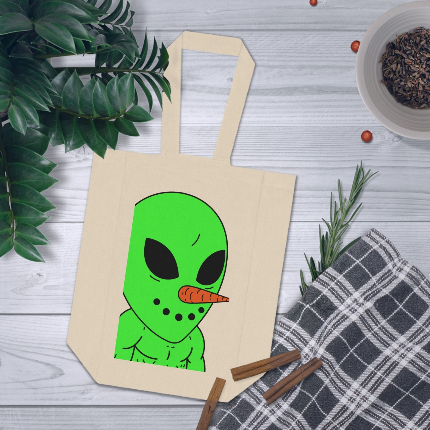 Veggie Visi Alien Vegetable Visitor Double Wine Tote Bag