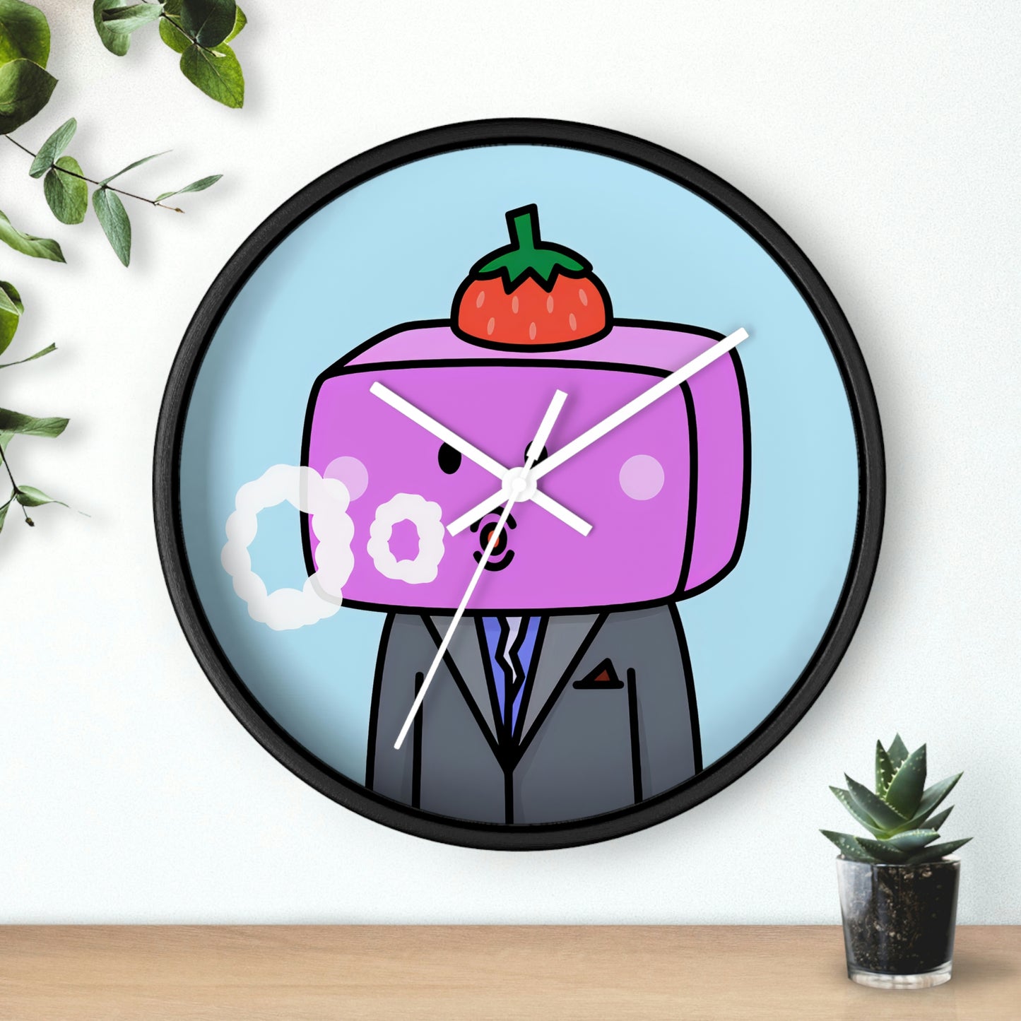 Strawberry Fruit Head Block Wall clock