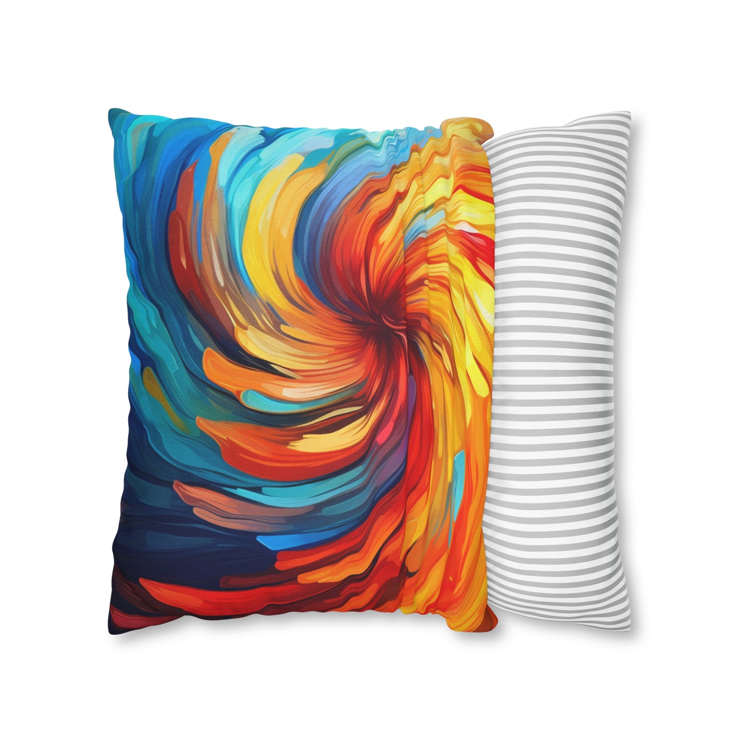 Vibrant Swirling Abstract Art - Unique and Colorful Spun Polyester Square Pillow Case