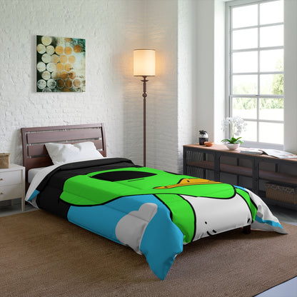 The Visitors Green Alien Duck Black Top Hat Bed Comforter