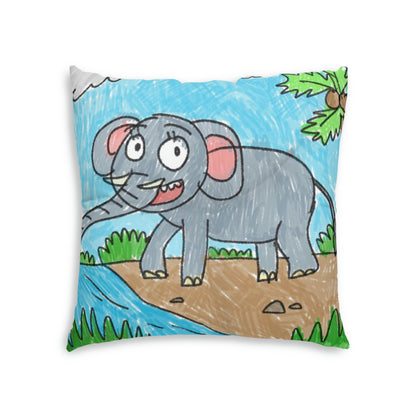 Elefante Elephant King Safari Animal Tufted Floor Pillow, Square