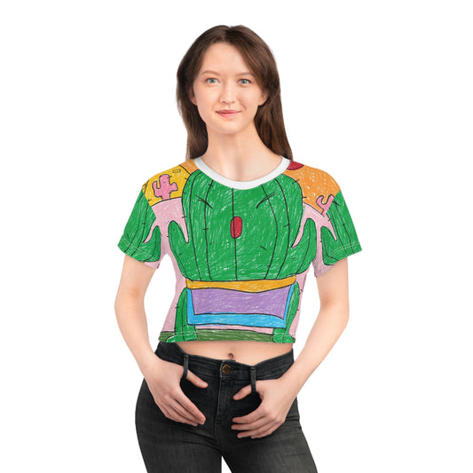 Desert Cactus Sumo Wrestler GraphicAOP Crop Tee