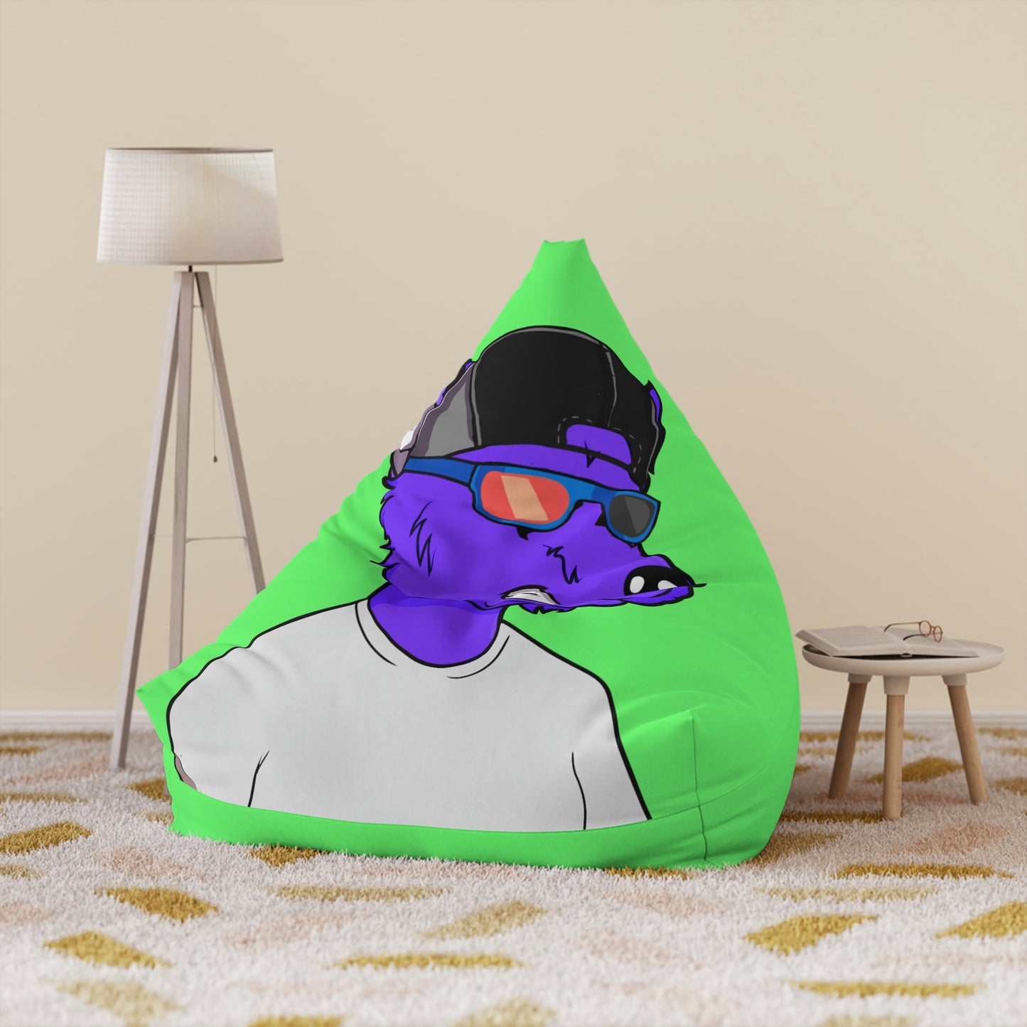 Cyborg Wolf Purple Fur Werewolve Bean Bag Chair Cover