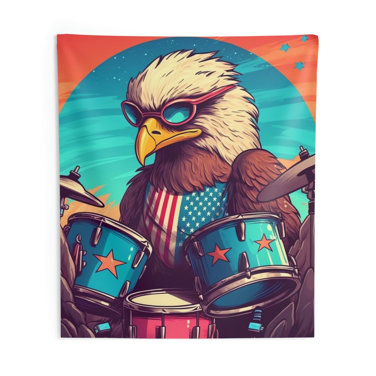 American Bald Eagle Drum Player Classic USA Graphic Indoor Wall Tapestries