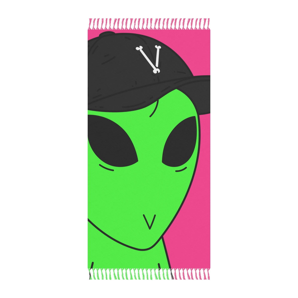 V Face Visitor Green Body Alien Black Hat Visi Boho Beach Cloth