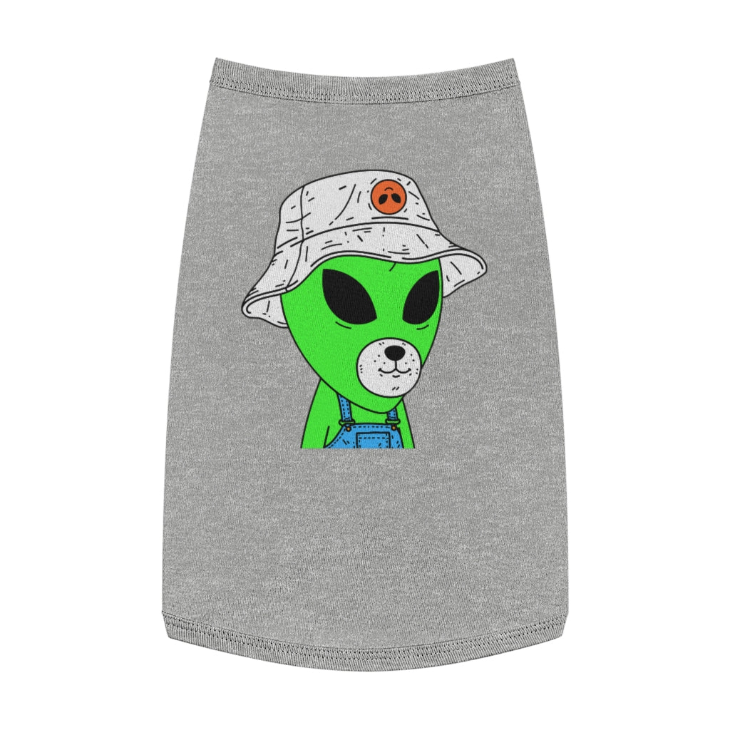 Green Dog Face Visitor Alien Hat Farmer Trousers Pet Tank Top - Visitor751