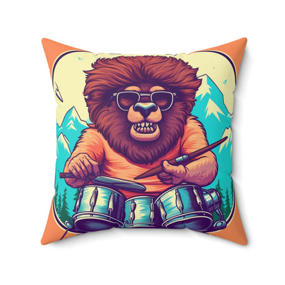 American Music Bison Buffalo Player Graphic Spun Polyester Square Pillow