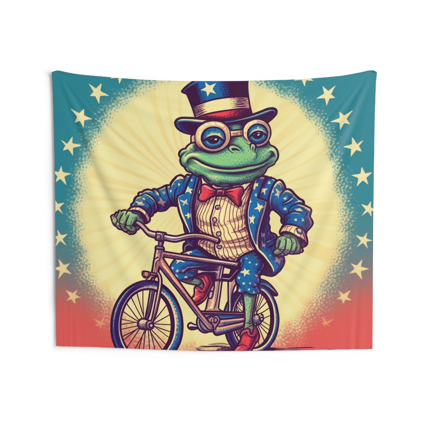 USA Frog Patriotic Indepencence Day 4th of July Bike Rider Indoor Wall Tapestries