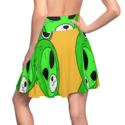 Frog Alien Visitor Women's Skater Skirt (AOP)