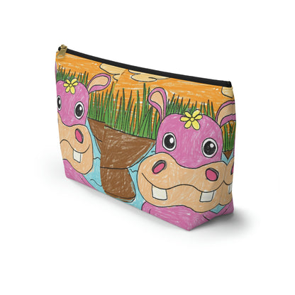 Hippo Hippopotamus Animal Creature Graphic Accessory Pouch w T-bottom