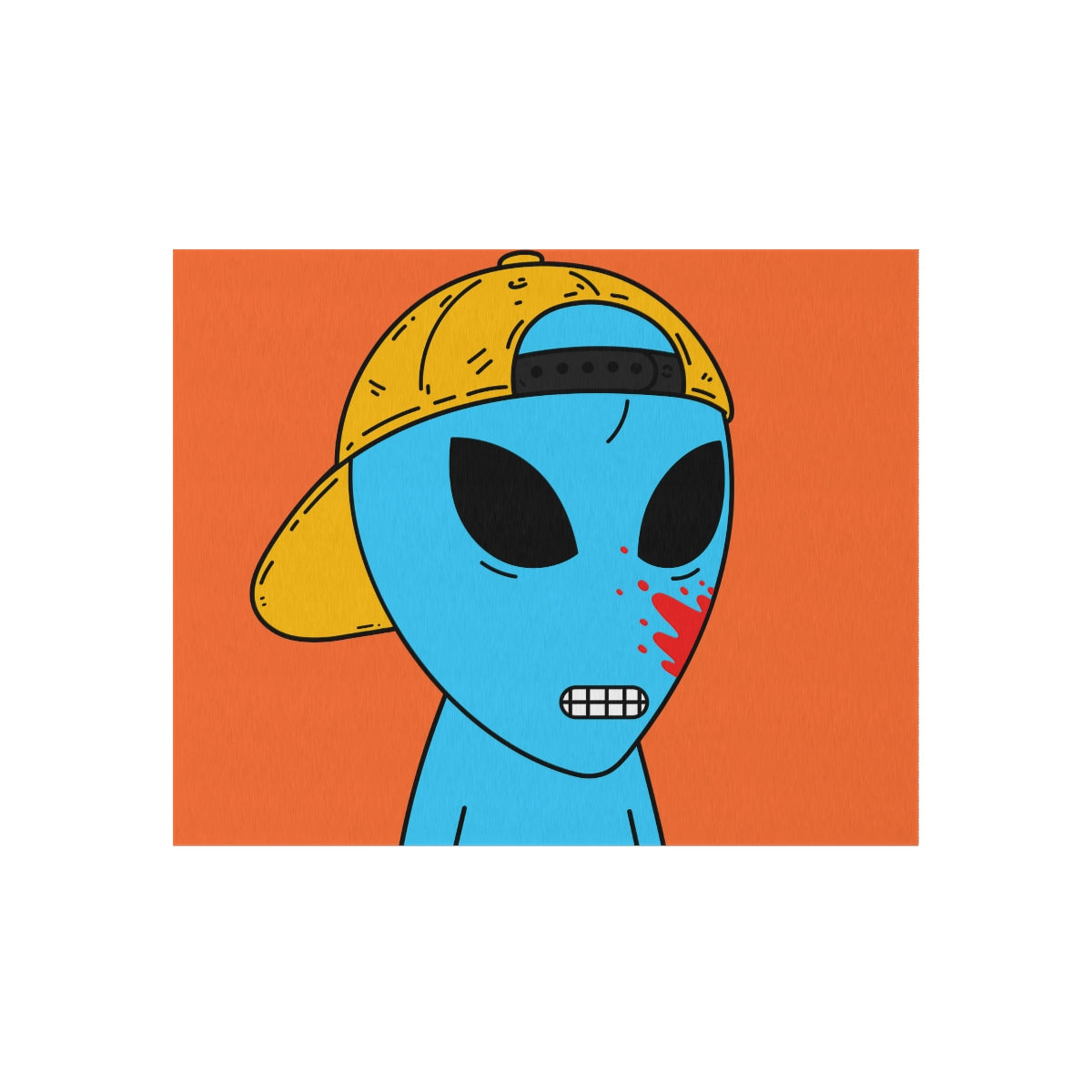 Blue Blood Visitor Alien Cartoon Outdoor Rug