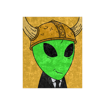 Green Smirk Face Alien Viking Helmet Black Business Suit Visitor Crushed Velvet Blanket - Visitor751