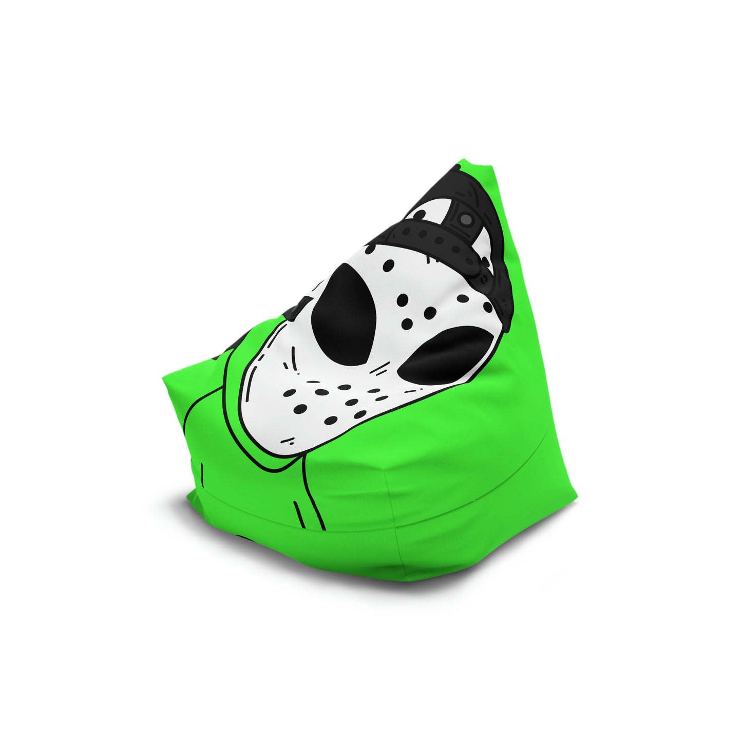 White Hockey Mask Green Alien Visitor Hockey Bean Bag Chair Cover