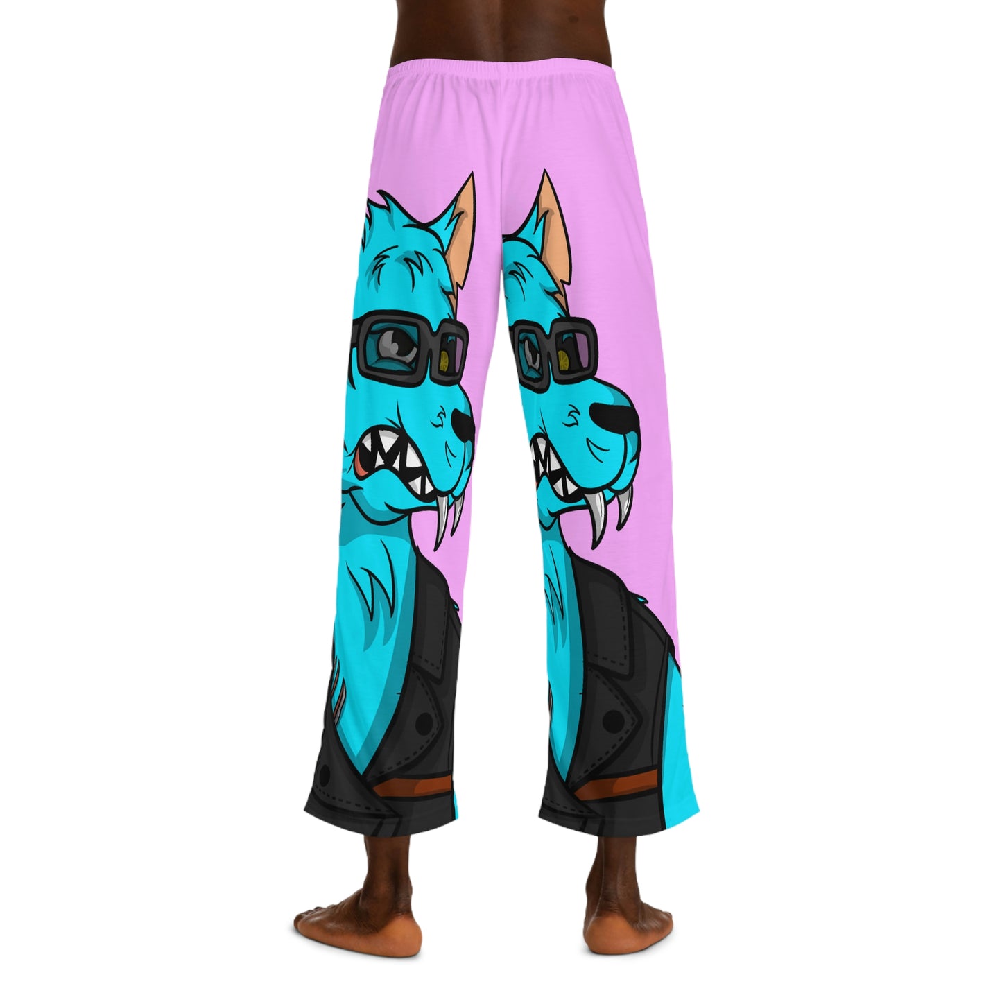 Wolve Aqua Water Blue Wolf Cyborg Men's Pajama Pants (AOP)