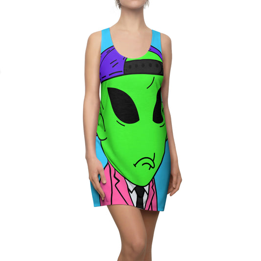 Moody Alien Visitor Women's Cut & Sew Racerback Dress (AOP)