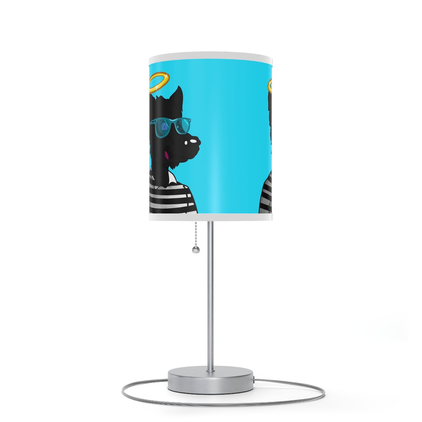 Cyborg Wolve Angel Halo Striped Shirt Glasses Wolf Lamp on a Stand, US|CA plug