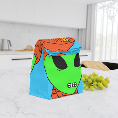 Orange Puffy Jacket Digital Teeth Peace Hat Visitor Alien Polyester Lunch Bag