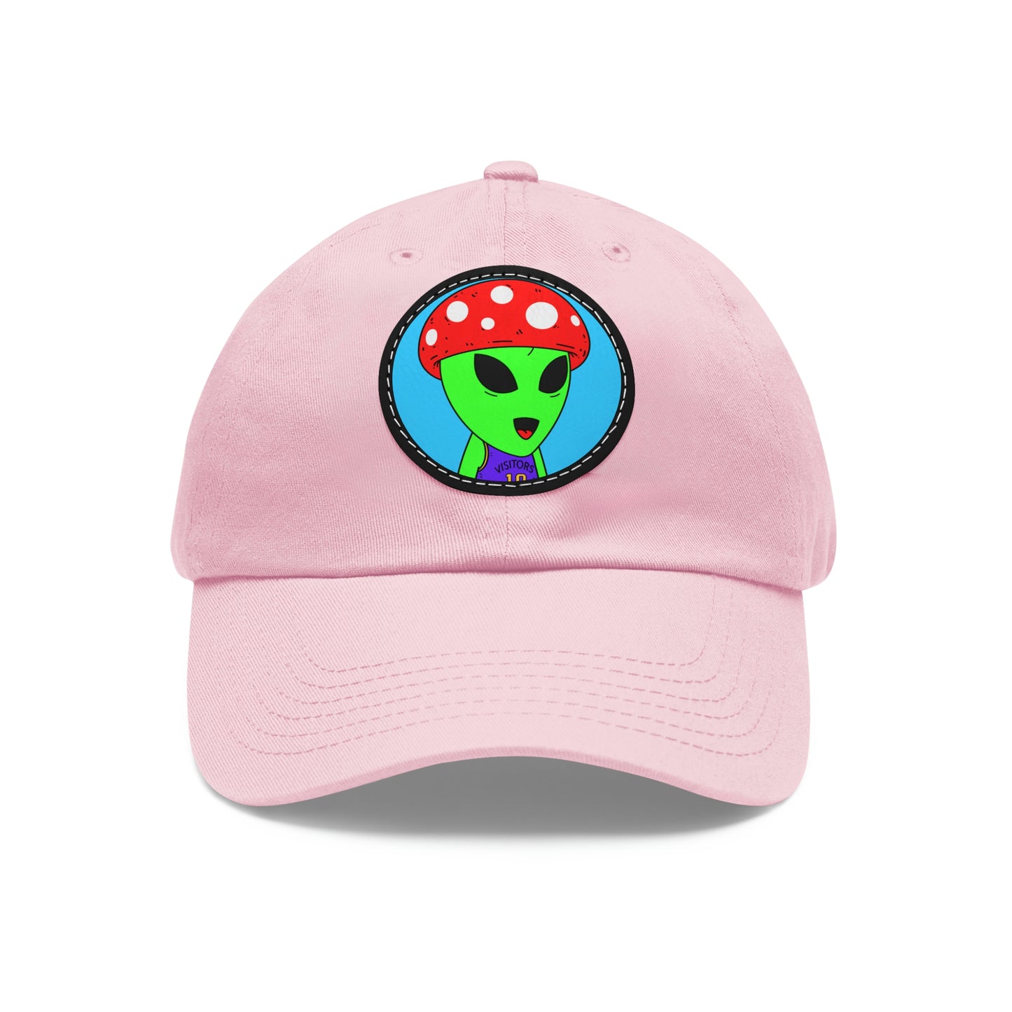 Healthy Sport Jersey Mushroom Alien Dad Hat with Leather Patch (Round)