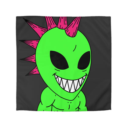 Spiked Pink Hair Muscle Big Smile Green Alien Visitor Microfiber Duvet Cover