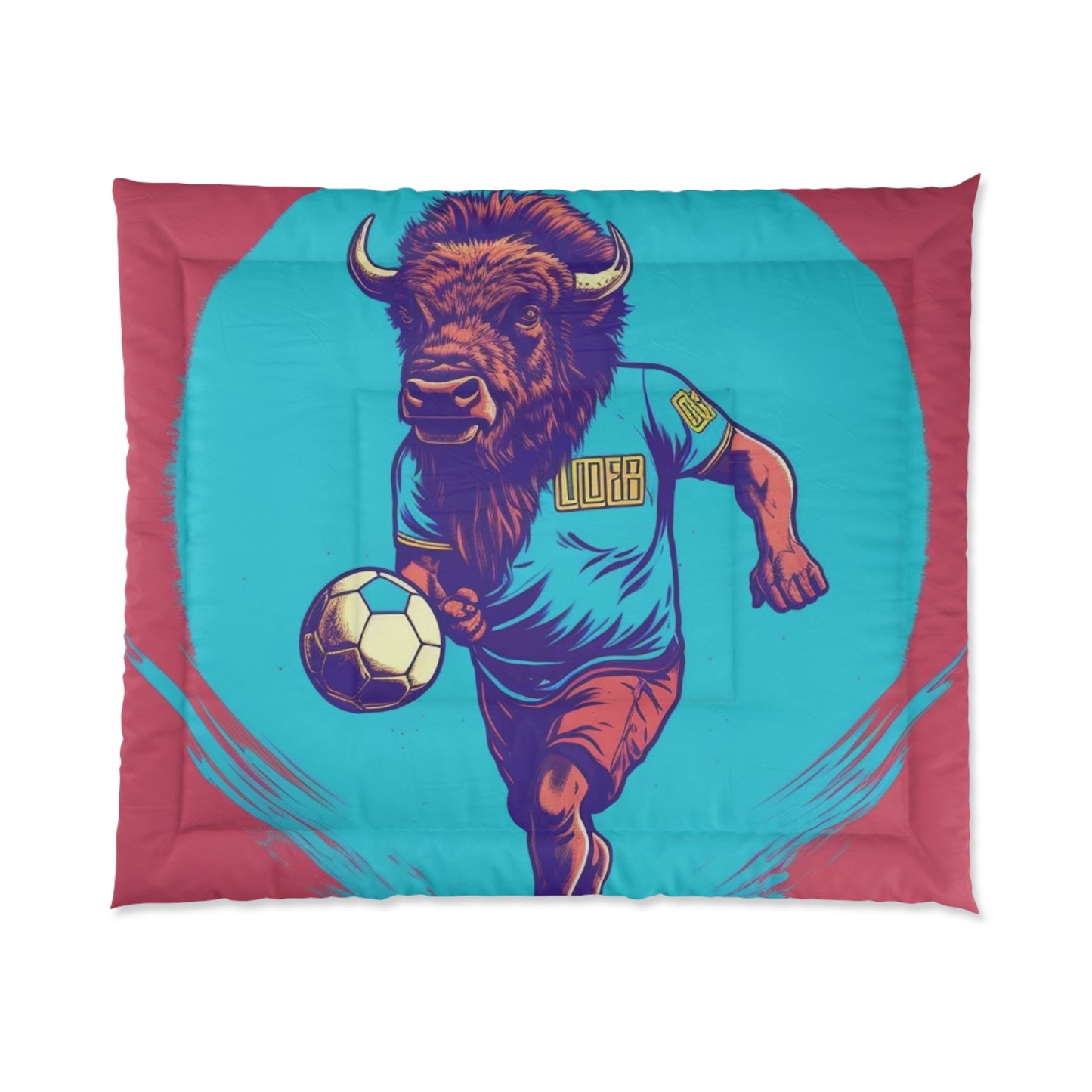 American Bison Soccer Player Sport Buffalo Graphic Comforter