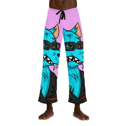 Wolve Aqua Water Blue Wolf Cyborg Men's Pajama Pants (AOP)