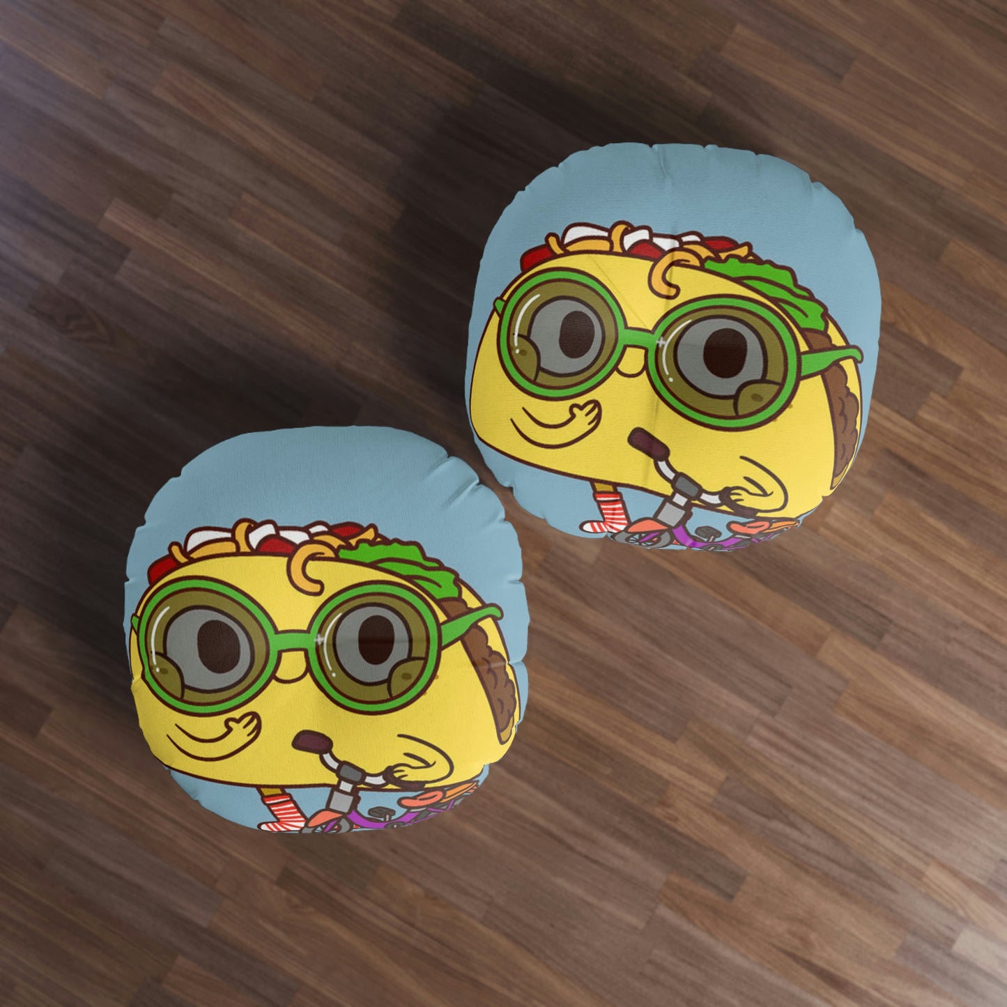 Bike Ride Scooter Taco Tufted Floor Pillow, Round