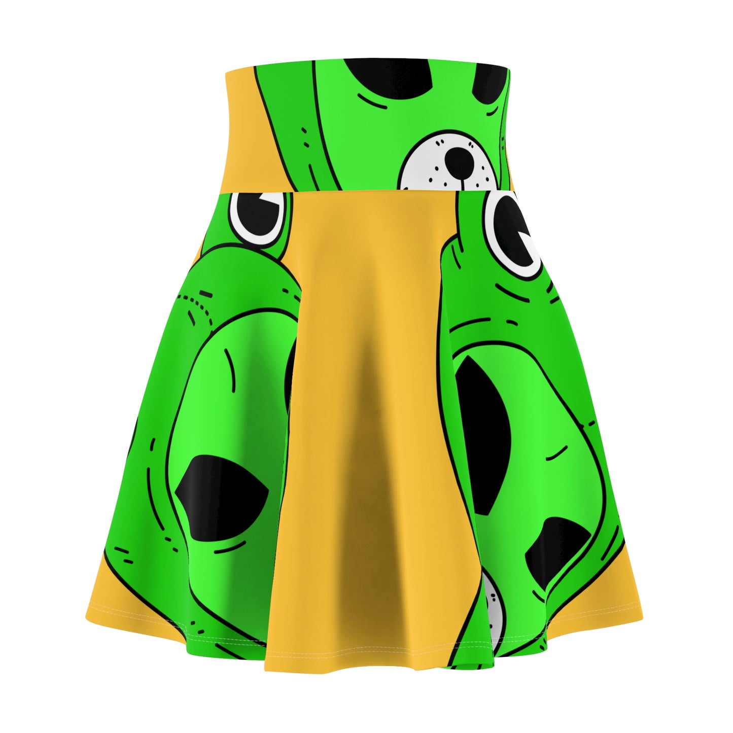 Frog Alien Visitor Women's Skater Skirt (AOP)