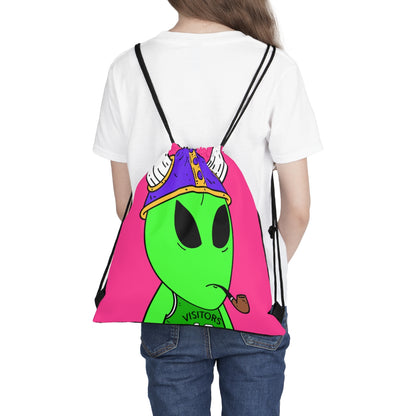 Green Visi Jersey Purple Viking Helmet Pipe Alien Visitor Outdoor Drawstring Bag