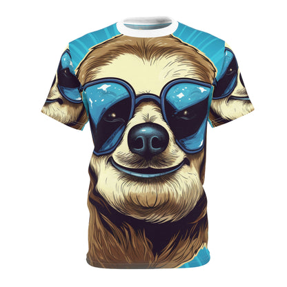 Retro Space Sloth Animal Design Unisex Cut & Sew Tee (AOP)