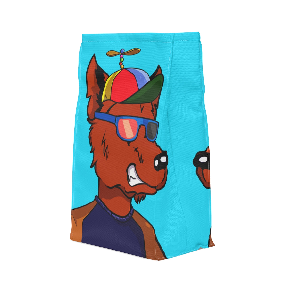 Helicopter Cyborg Wolf Propeller Hat Orange Fur Color Sunglasses Long Sleeve Polyester Lunch Bag