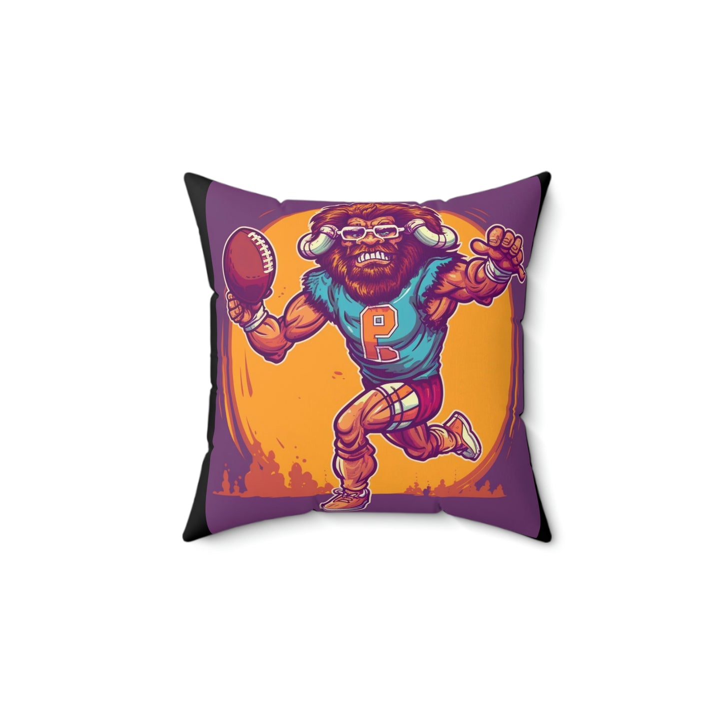 American Football Baffalo Bison Game Sport Graphic Spun Polyester Square Pillow