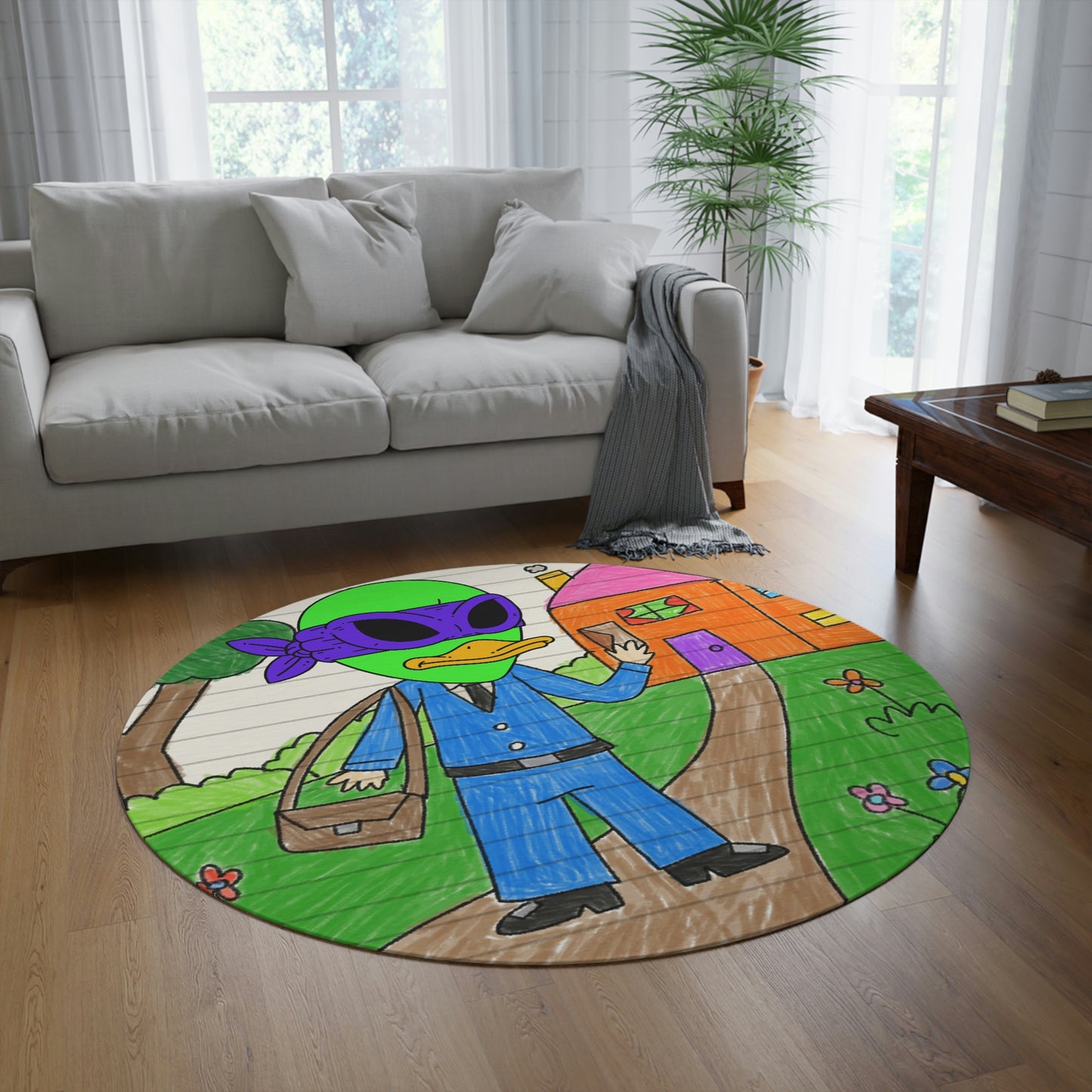 Mail Package Carrier Alien Visitor 751 Round Rug