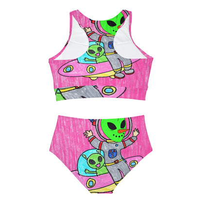 Veggie Visi Alien Vegetable Visitor UFO Sporty Bikini Set (AOP)