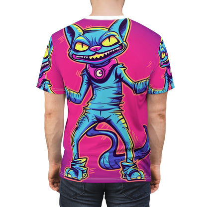 Evil Alien Cat Style Unisex Cut & Sew Tee (AOP)