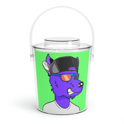 Cyborg Wolf Purple Fur Werewolve Ice Bucket with Tongs