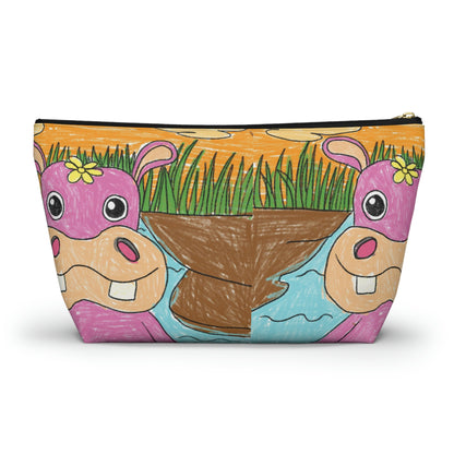 Hippo Hippopotamus Animal Creature Graphic Accessory Pouch w T-bottom