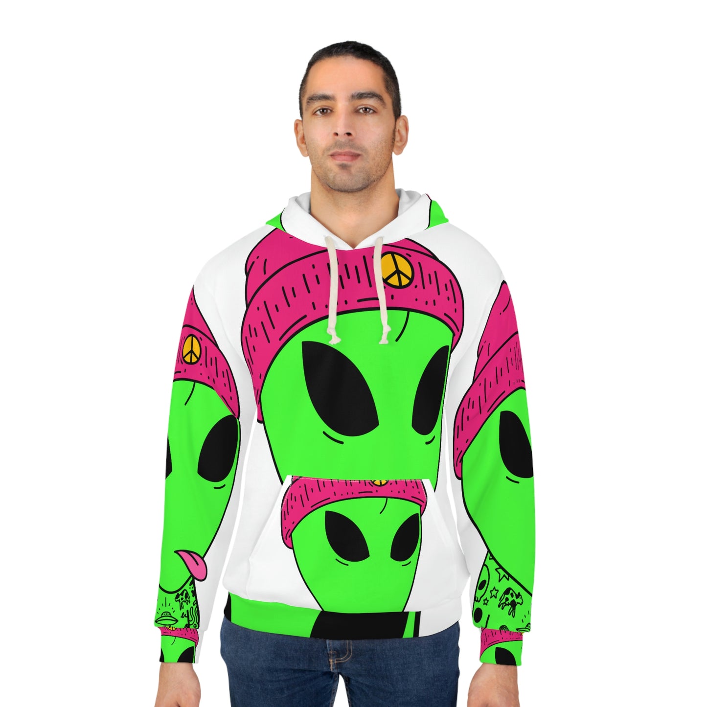 Tatuaje Cuerpo Mítico Scifi Alien AOP Sudadera con capucha unisex 