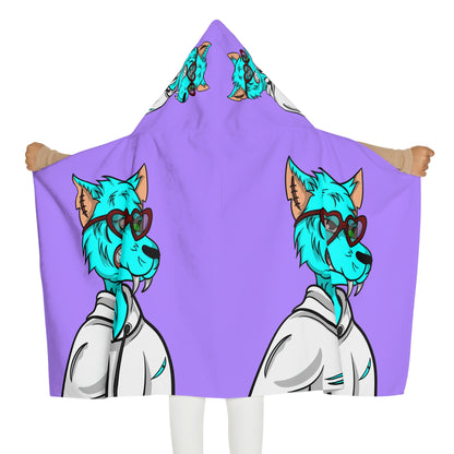 Aqua Blue Cyborg Lovely Heart Wolf Youth Hooded Towel