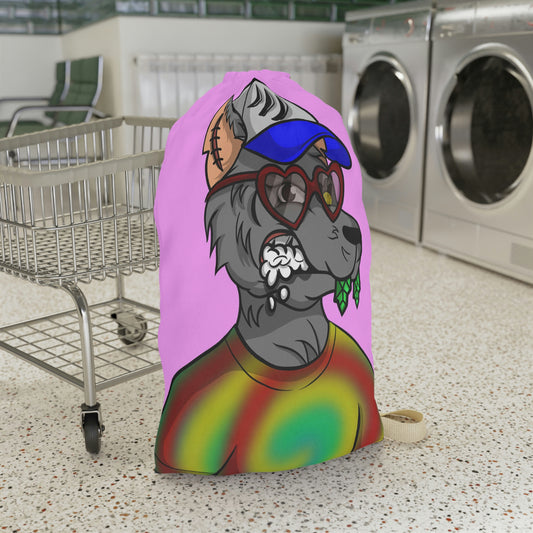 Valentine Heart Wolf Werewolve Tiedye Laundry Bag