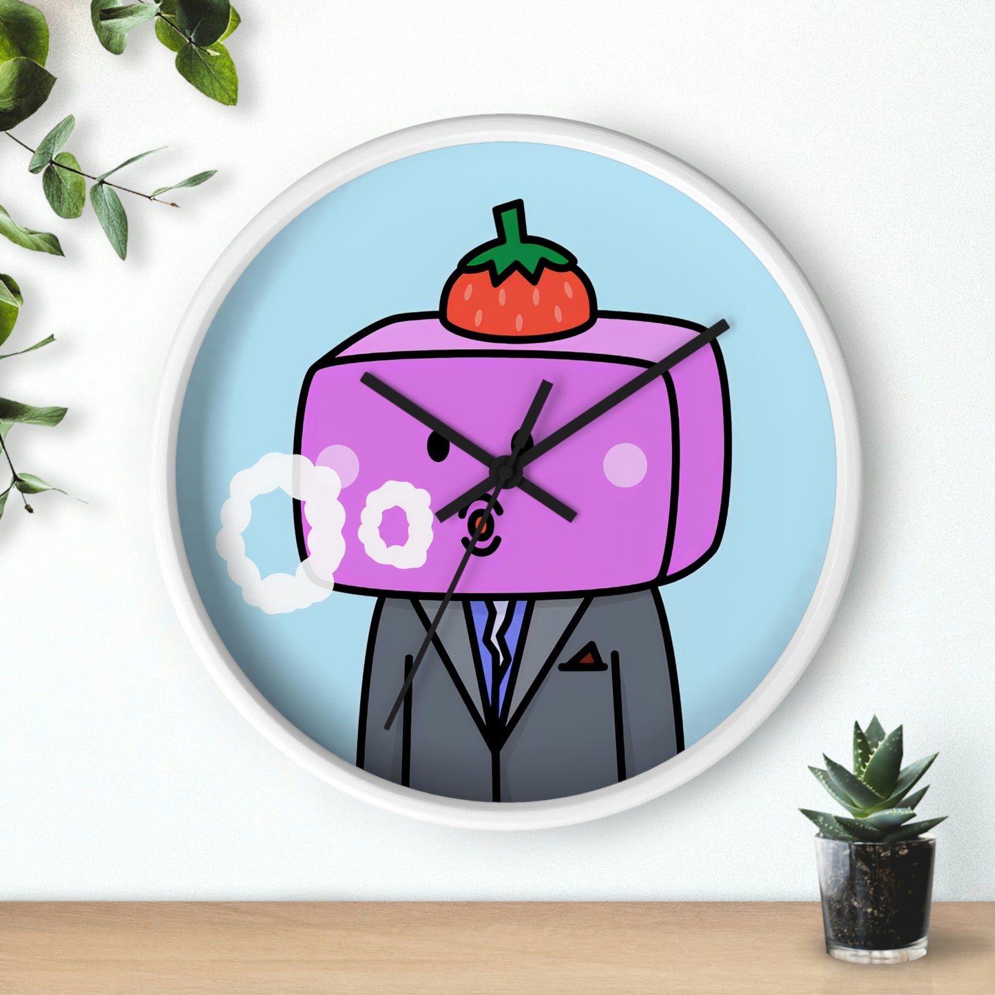 Strawberry Fruit Head Block Wall clock