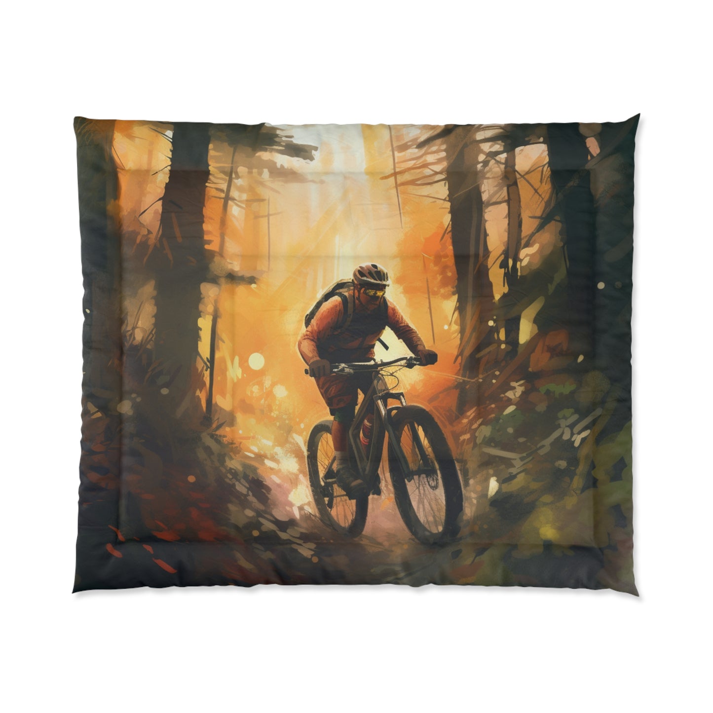 Mountain Bike Adventure - Forest Trail Graphic Comforter