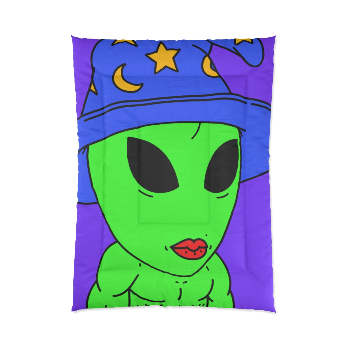 Blue Wizard Hat Alien Muscle Lipstick Green Visitor Bed Comforter