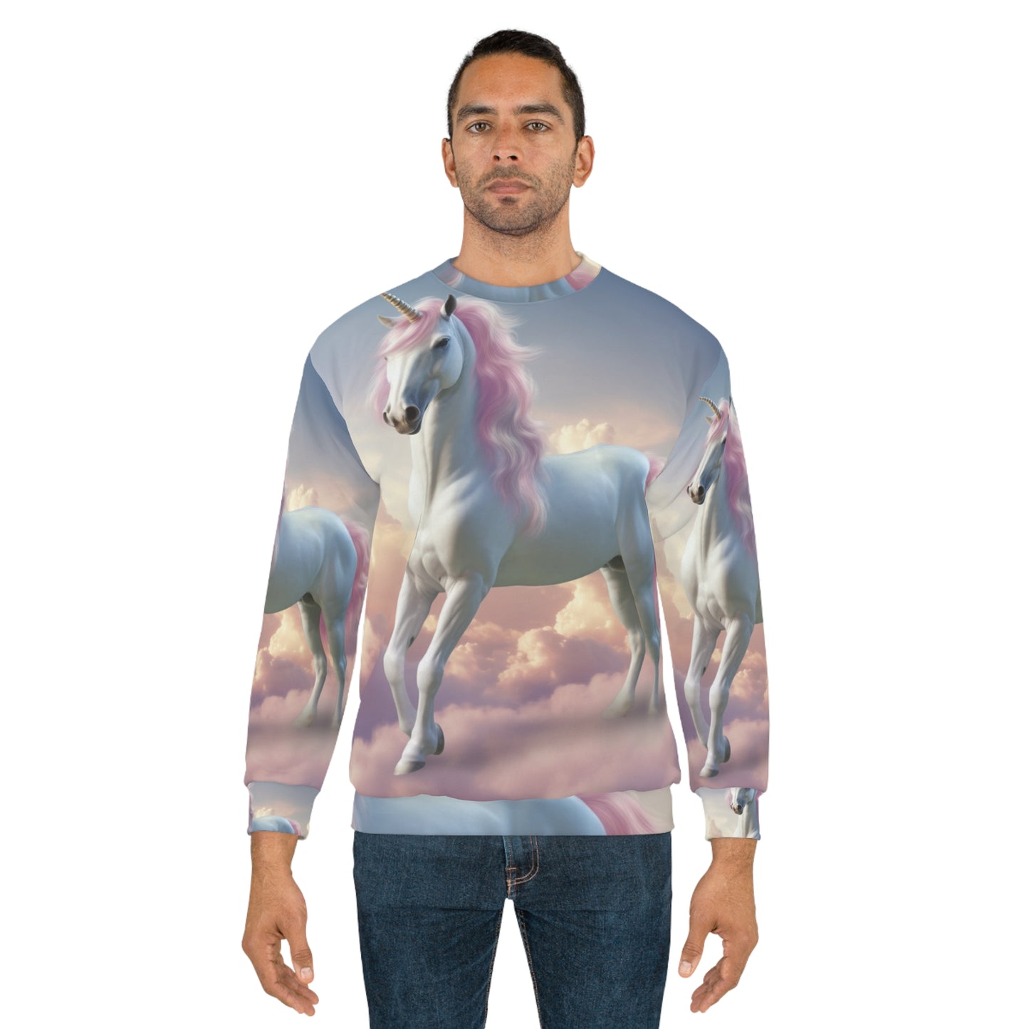 Unicorn &amp; Rainbow Artwork - Sudadera unisex con diseño pastel caprichoso (AOP)