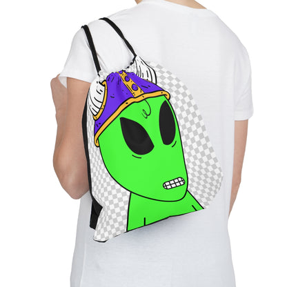 Purple Viking Helmet Digital Teeth Alien Visitor Outdoor Drawstring Bag