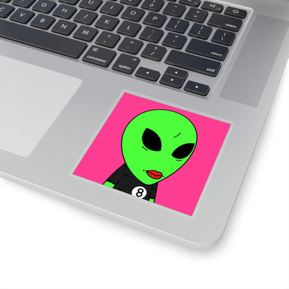 8 Ball Green Alien Lipstick Visitor Pool Player Game Kiss-Cut Stickers