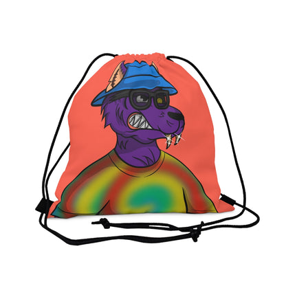 Wolf Cyborg Tie Dye Swirl Shirt Fange Teeth Sombrero de cubo azul Piel morada al aire libre Mochila saco