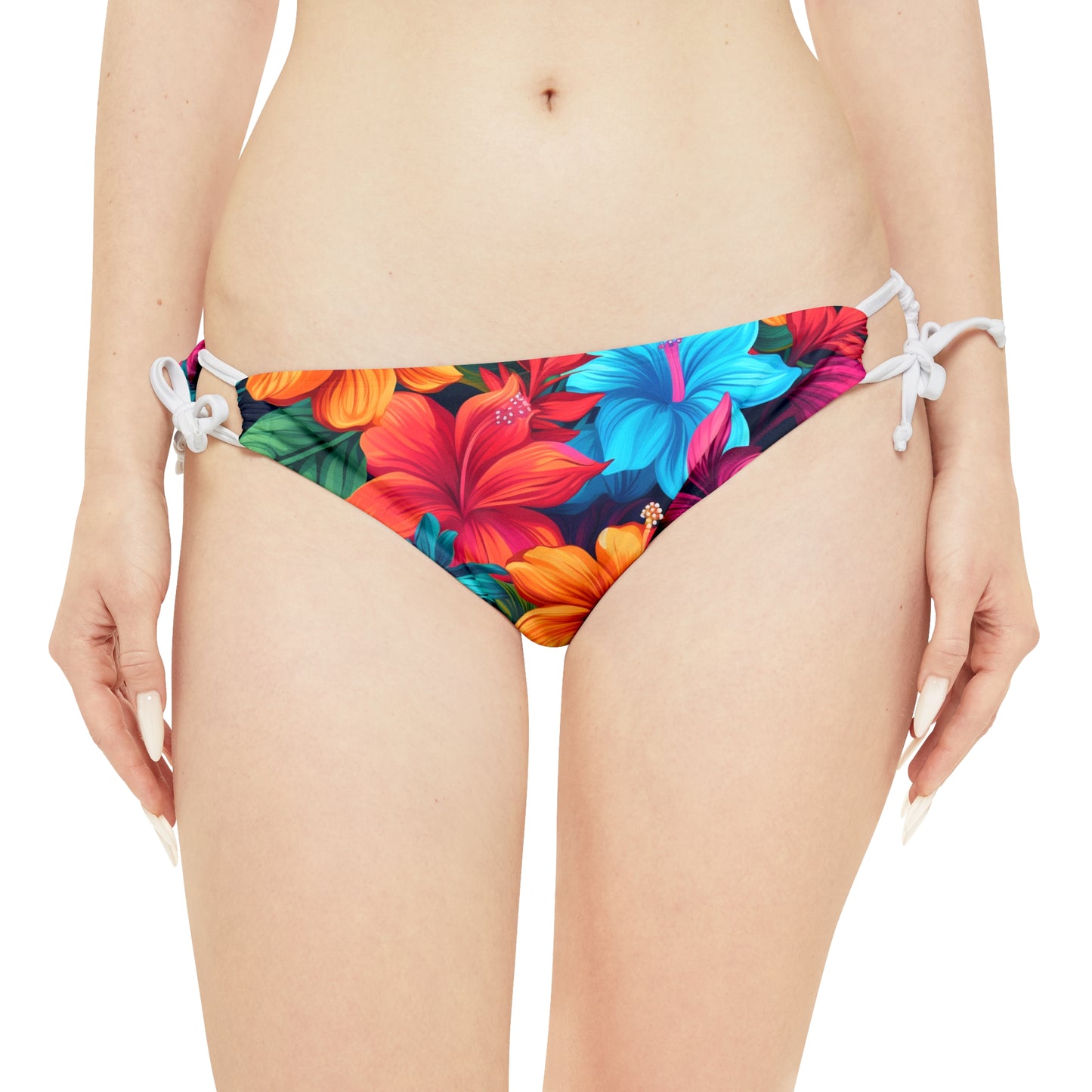 Vibrant Hawaiian-Inspired Tropical Floral Pattern Design Strappy Bikini Set (AOP)