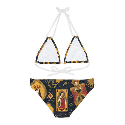 Tarot Card Art & Symbolism Inspired Pattern Design Strappy Bikini Set (AOP)