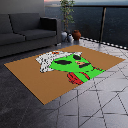 The Visitor Green Alien Space Traveler Outdoor Rug